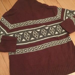Burgundy and grey cowl neck sweater